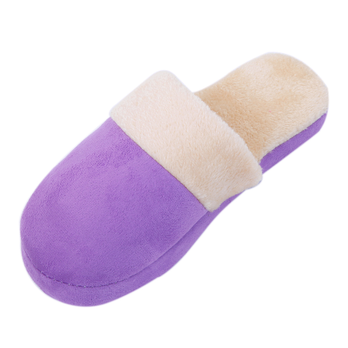 Shoes & Slippers :: Purple Plush House Slippers with Fur Trim