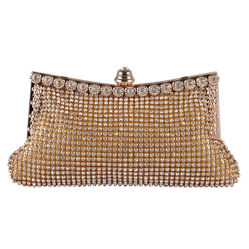 Handbags :: Gold Full Rhinestones Soft Evening Clutch Bag